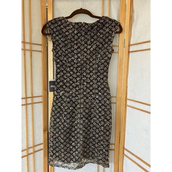 NWT Women’s Muse Brown Sequin V Neck Cocktail Dress Lined Size 0 MSRP $185 - Picture 4 of 13
